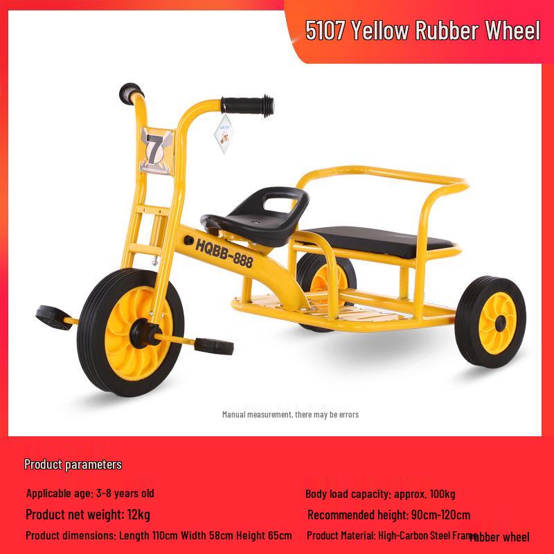 Children's Double Pedal Tricycle with Basket for Outdoor Play