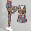 Graphic and Text Pattern Print Yoga Outfit for Women Fashion Workout Leggings Fitness Sports Casual Yoga Set Sports Suit