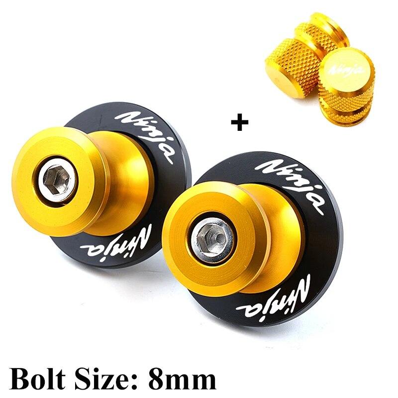 

M8/M10 ниндзя, катушки маятника, ползунок с ЧПУ, подставка, винтовые колпачки для Kawasaki ninja650 ninja1000sx Ninja 250 300 400 650 ZX6R ZX10 8mm-Gold