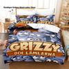 Cartoon-Print Bettbezug Alle Größen für Kinderzimmer Grizzy und die Lemminge Bettwäsche-Set 3-teilig