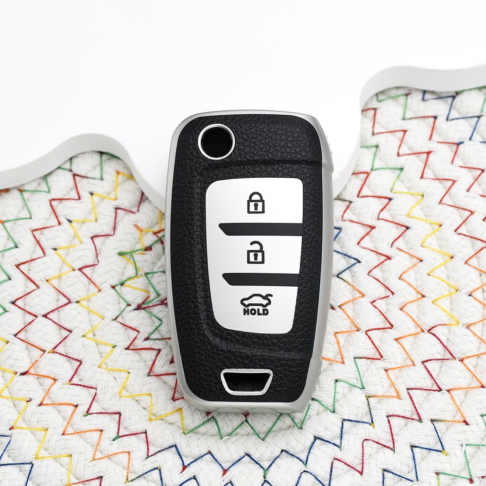 Auto Shell Keyless Leather Tpu Remote Key Fob Case Cover For Hyundai Genesis Ix35 I30 Sonata Tucson Verna Accent Venue Elantra