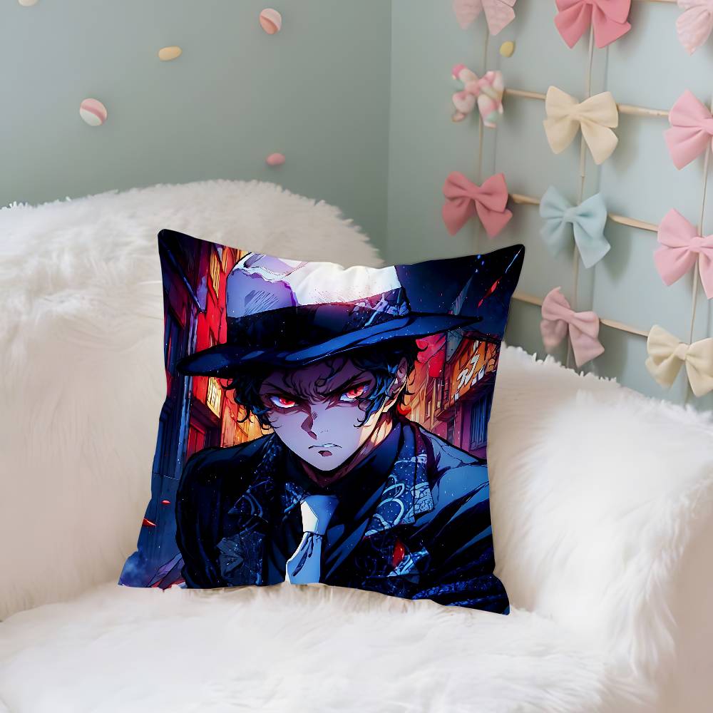 Kibutsuji Muzan Pillow Case Cushion Cover Soft Cute Throw Pillow Case For Car Sofa Pillowcase Polyester With Zipper