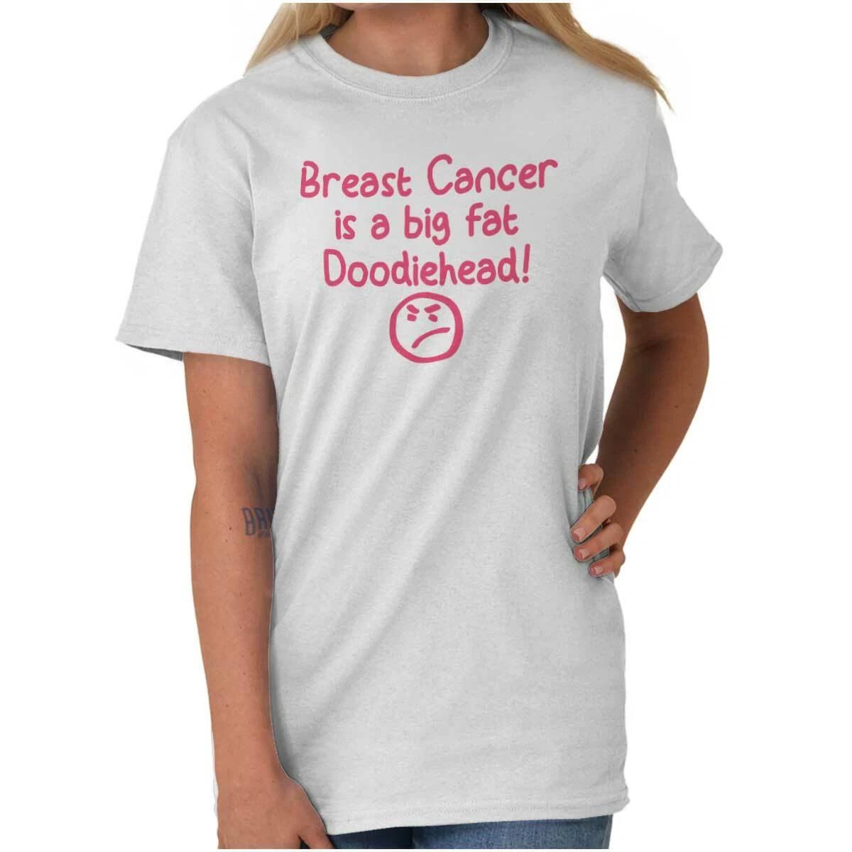 Funny Breast Cancer Fighter Awareness Cute Womens or Mens Crewneck T Shirt Tee XS