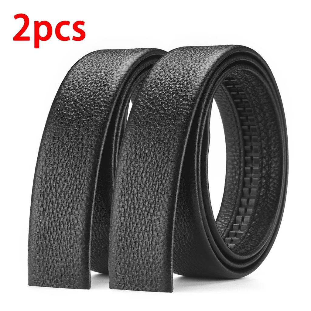 2Pcs Men's Belt Without Buckle 3.5cm/1.37inch Width Brand High End Belts Black Soft PU Leather Men Belts Body No Buckle Strap