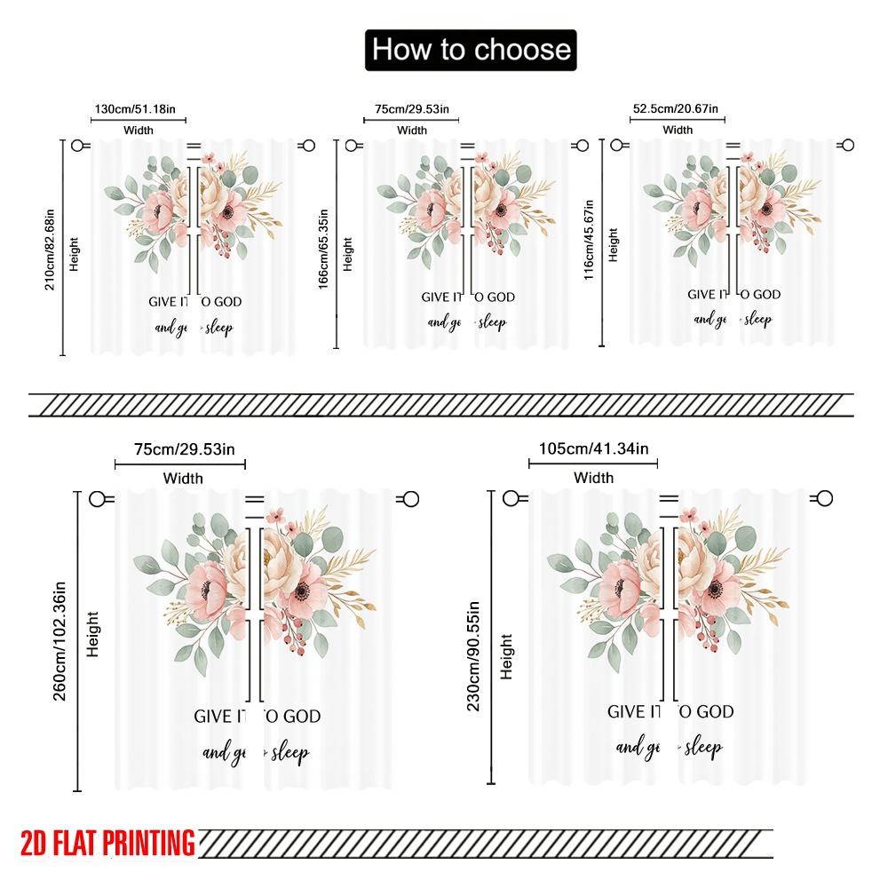 2pcs 2D Flat Printing Party Curtain Floral Art Give God Sleep Fabric Without Electricity All Season Party & Holiday Decor for