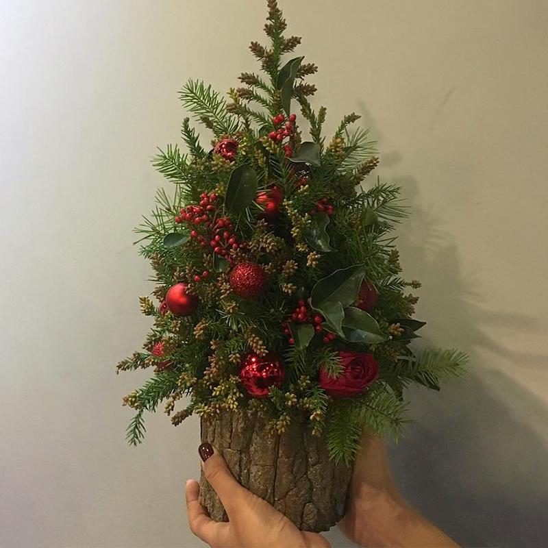 Christmas Bark Barrel Succulent Plants Flower Vase Packaging Barrel Flower Pot Dried Flower Box Xmas Decor Vintage Candle Holder