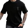 T-shirt Casual Manches Courtes Col Rond Minimaliste Homme Imprimé Lettre Manuscrite Croix de Foi