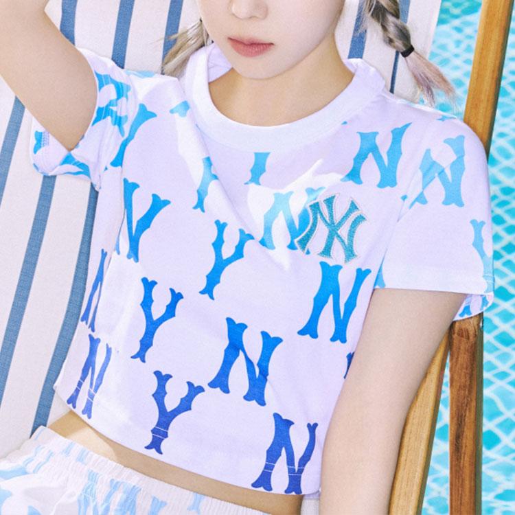 New MLB New York Yankees Crop Tops Women's White 3FTSM6123-50BLS