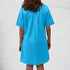 Women's Shirt Dress Button Down Short Sleeve Dresse With Pockets