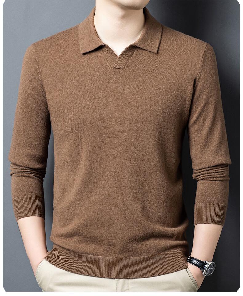Pierre Cardin Men's Thickened Wool Lapel Sweater