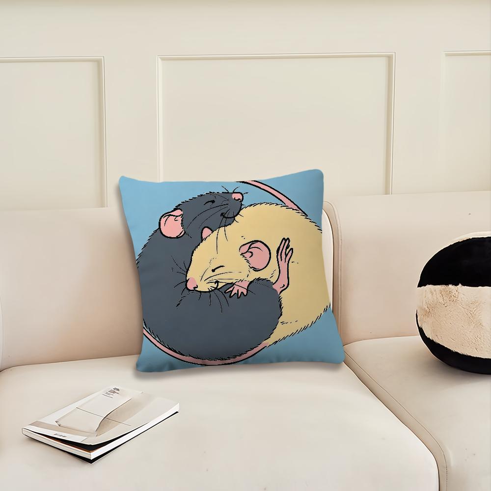 Süßer Cartoon-Ratten-Kissenbezug Kissenbezug Dekoration Zimmer Zuhause Sofa Wohnzimmer Büro Auto Nordische Schlichtheit