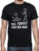 Pull Yourself Together Man ! Funny Stick Figure, Sarcastic Graphic Humor Novelty Mens T-Shirt