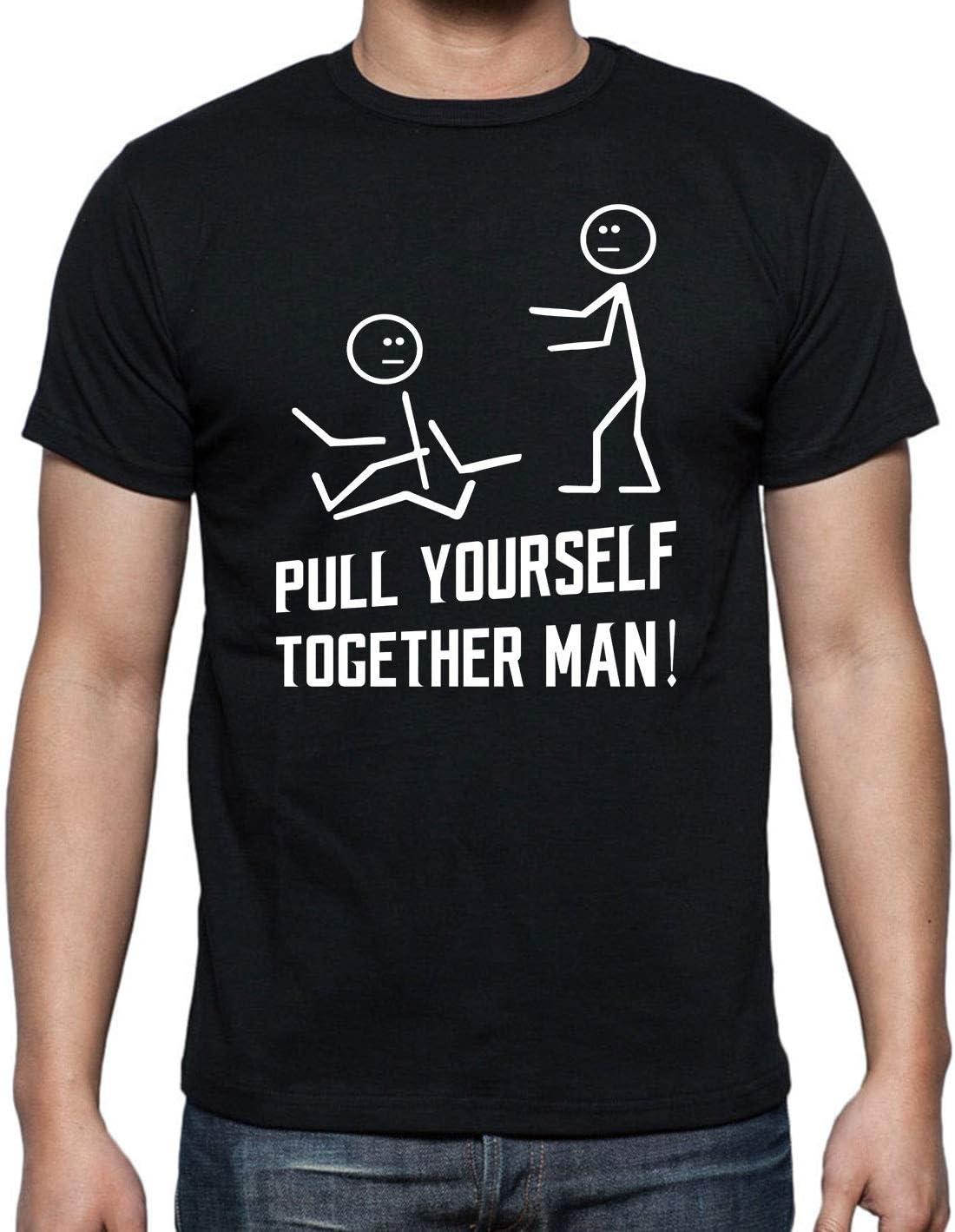 Pull Yourself Together Man ! Funny Stick Figure, Sarcastic Graphic Humor Novelty Mens T-Shirt S