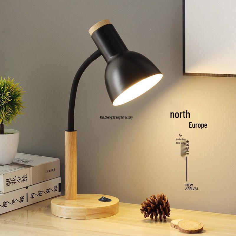 Nordic Retro Eye Protection Table Lamp - Bedside & Study Desk Lamp with Plug-in Feature