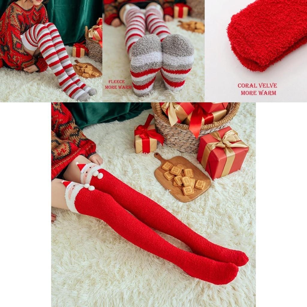 Festive Christmas Thigh Stocking Women's Over Knee Socks Santa Claus Elk Elf