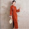 Orange velvet winter clothing national style new Chinese long-sleeved improved cheongsam winter thick women's retro New Year's clothing