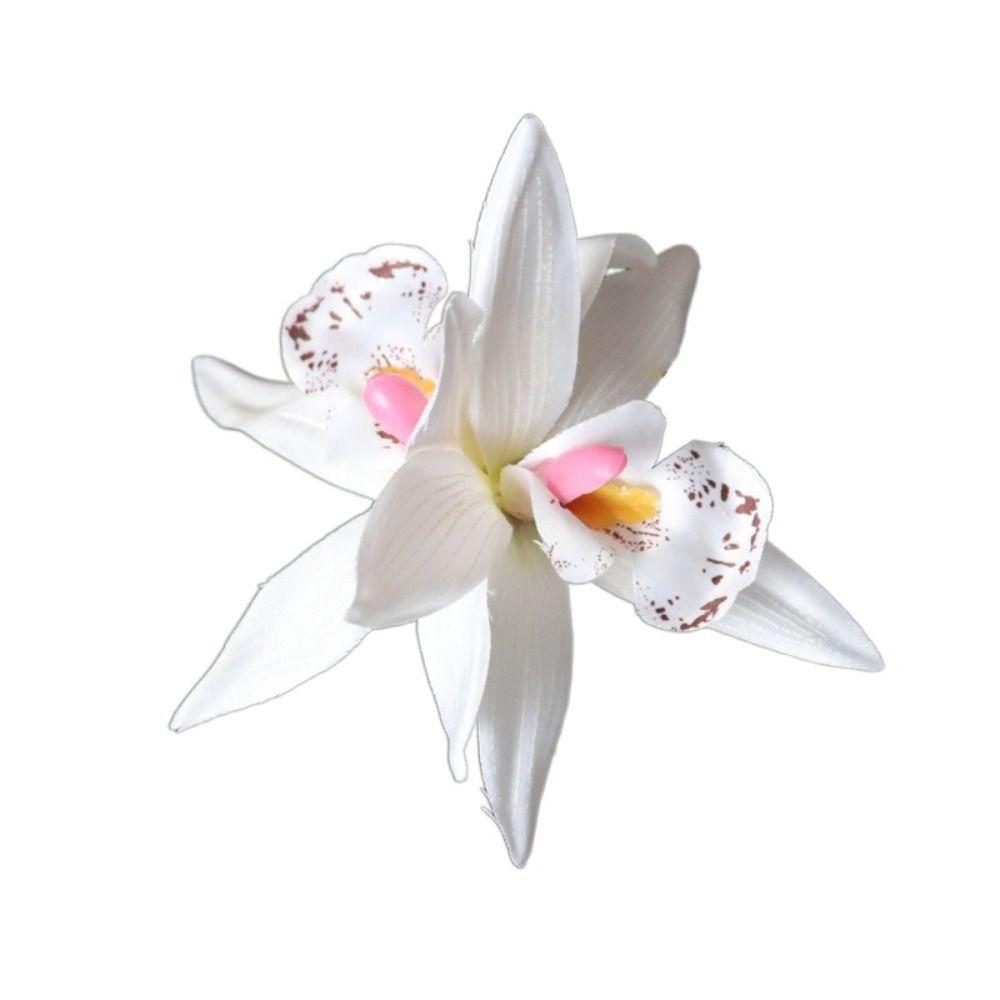 

Квітка Орхідея Качкодзьоб Кліп Тканина Корейський стиль Шпильки Імітація Квітка Заколка для волосся Wash Face білий