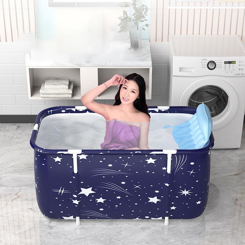 Bathtub Set Portable Folding Multifunctional Thicken Spa Soaking Bath Tub for Home Salon Type 1 Bathtub Backrest Seat Inflator Pump
