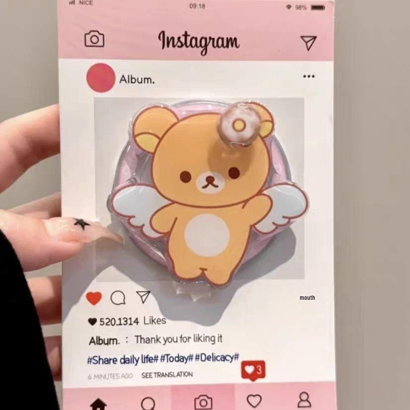 Cartoon Bear Rotating Wings Phone Holder Compatible with MagSafe | Retractable, Foldable, Strong Air Cushion Design for Women