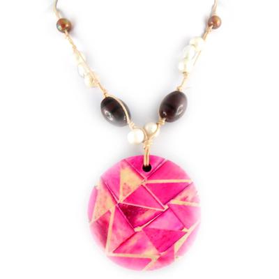 [B8558] - Pink 'Mosaic' Necklace