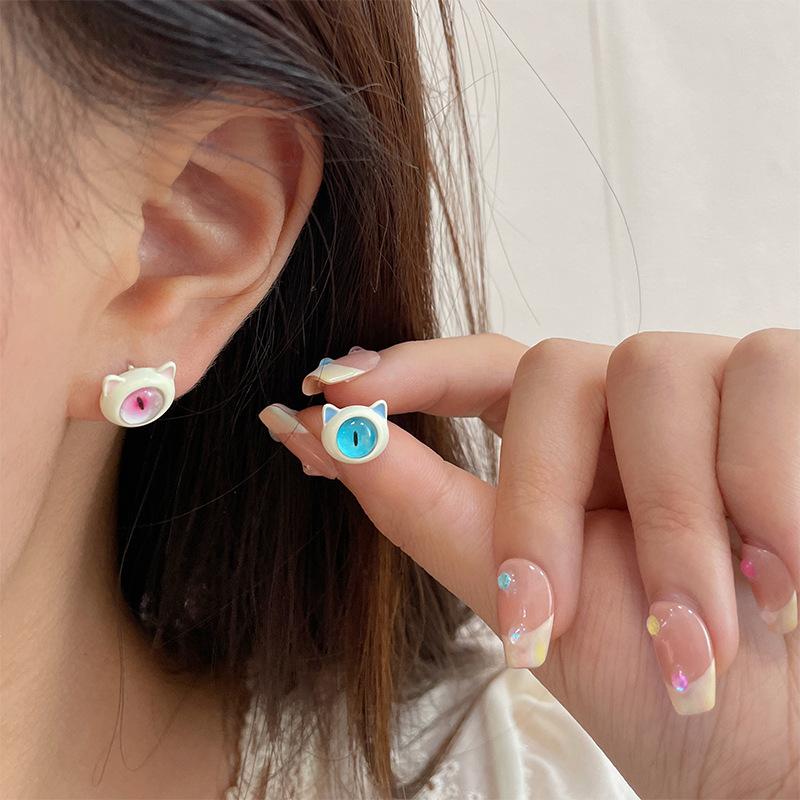 Creativity Cartoon Funny Little Monsters Ear Stud Earrings for Women Retro Fashion Personality Opal Evil Eye Y2K Jewelry Gift