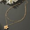 Golden Dopamine Style Flower Pendant Necklace for Women 2026 New Trend Wrinkled Choker Wedding Gifts Accessories