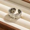 Retro Baroque Style Irregular Tapping Pattern Wide Face 925 Sterling Silver Jewelry Opening Rings  02879