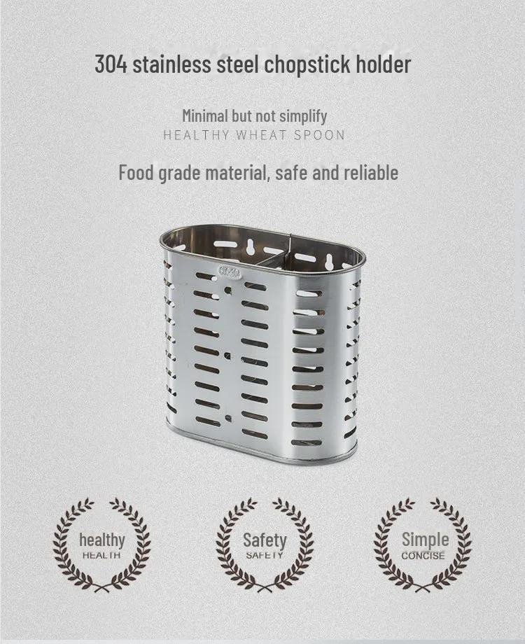 Stainless Steel Chopstick and Utensil Holder, Wall-Mount, Punch-Free