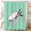 Artistic Sea Turtle Shower Curtain Blue Green Ocean Waves Bubbles Design 3D Printing Waterproof Fabric Home Decor Size Customiza