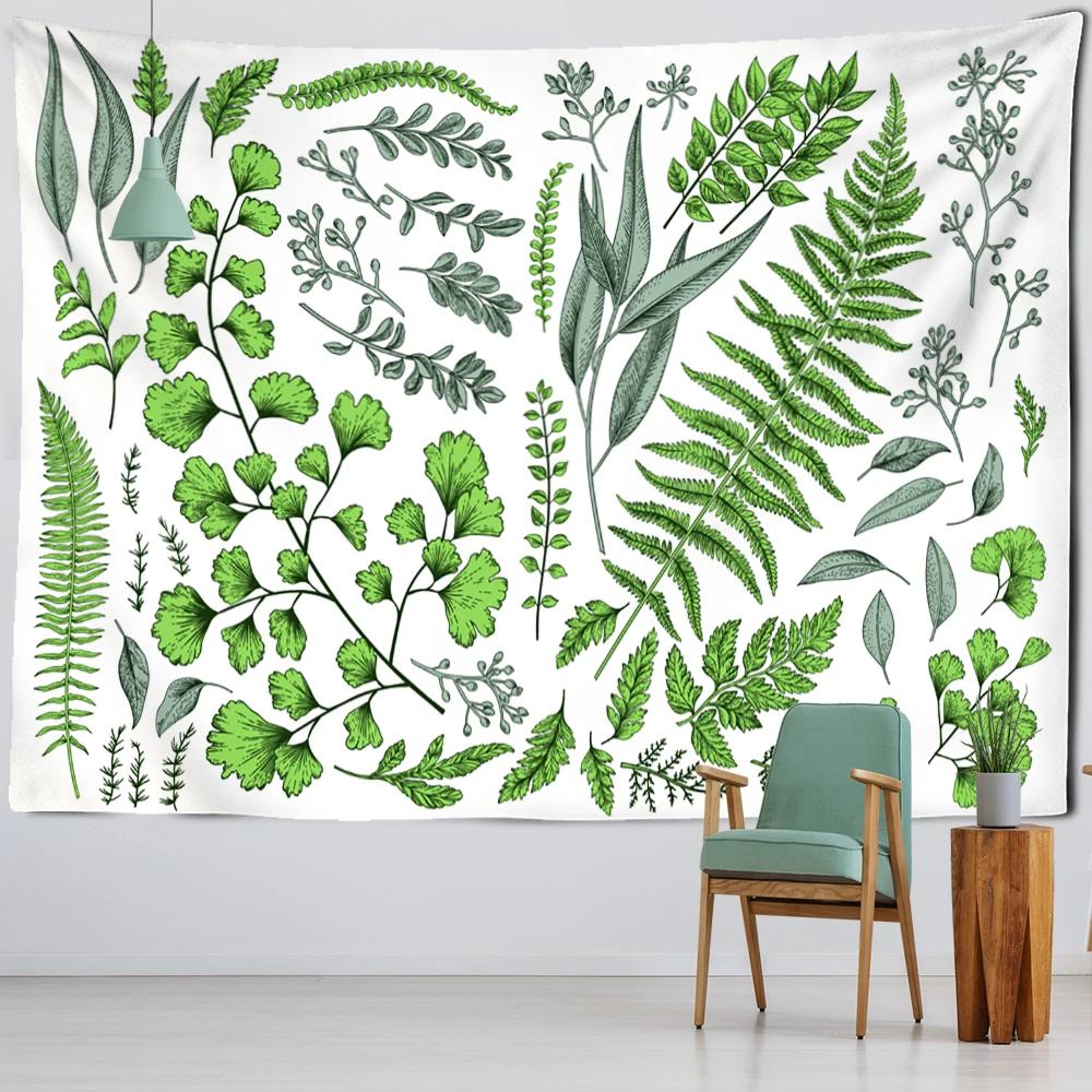 

VIKAMA Botanical Pattern Tapestry NordicStyle Living Room Sofa Feature Wall Decor Tapestry Vintage Green Plant Print Tapestry 74x94cm(29x37in)
