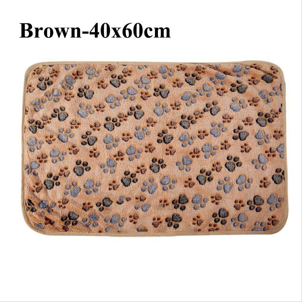 Flannel Puppy Dog Paw Pattern Comfortable Sleeping Dog Cushion Mat Kennel Mat Pet Blanket