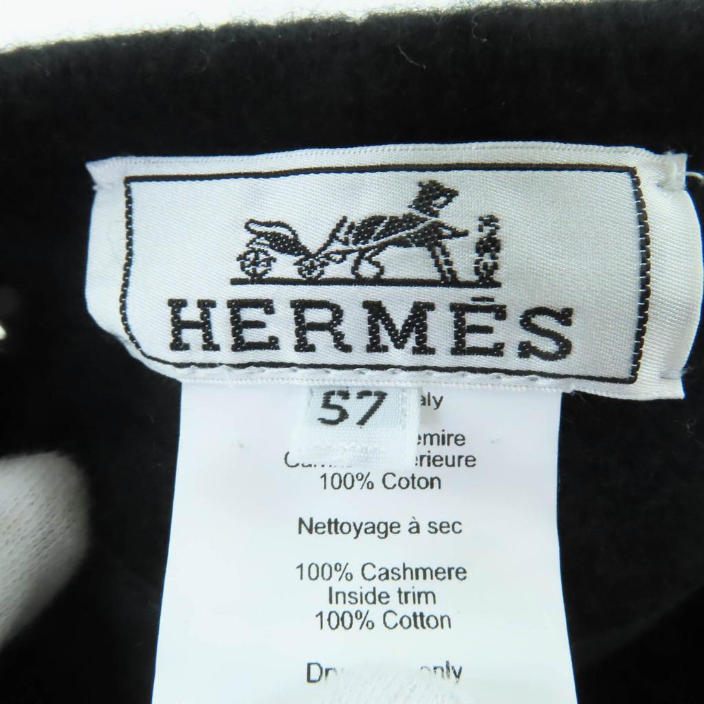 Great HERMES beret Saint Honoré Serie Metal black cashmere Women 57 Used