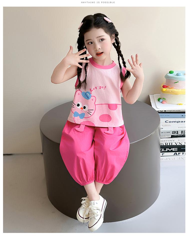 Girls' Summer Set 2026 New Children's Summer Dress Sleeveless Tank Top Two Piece Set Baby Fashionable Summer Thin Clothes