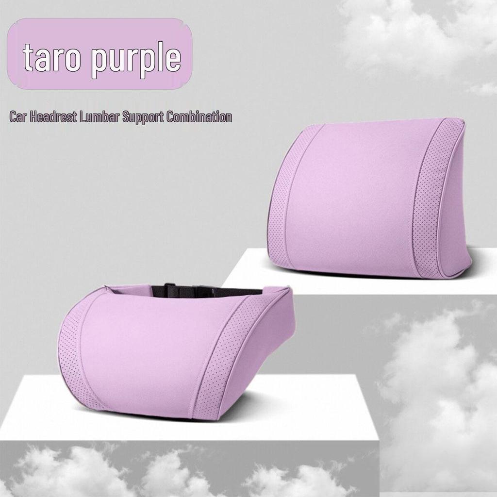 Luxury Leather Velvet Car Neck Pillow & Lumbar Support - Ideal for Drivers
