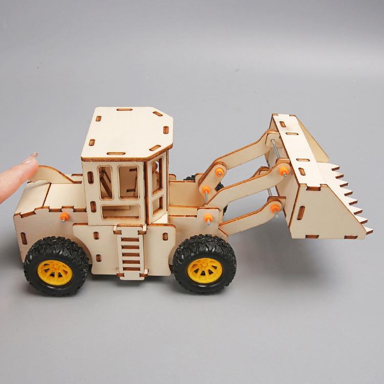 Forklift Model Children's DIY Handmade Science And Education Toys Bulldozer Forklift Excavator Handmade Science And Technology Small Production
