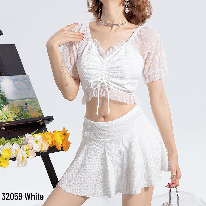 Women’s Sexy Slim Gathered Swimsuit with Split Skirt - 2025 Hot Spring Fashion