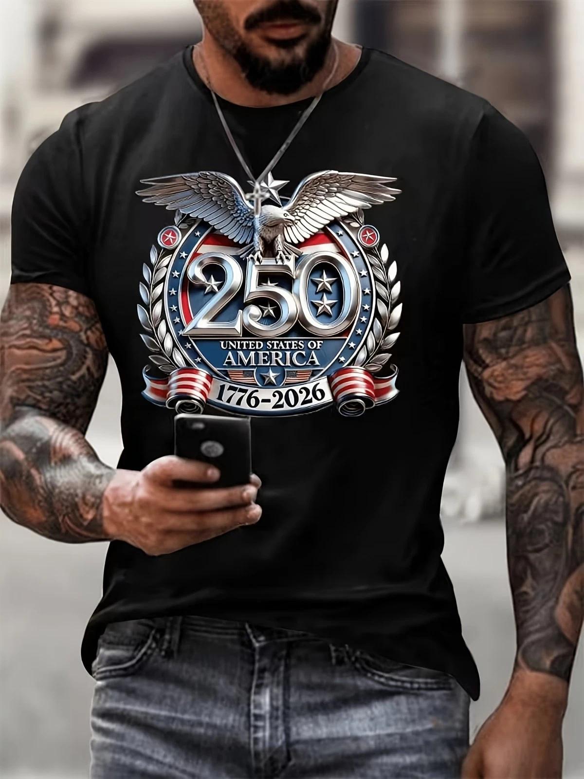 USA 250th Anniversary Eagle T Shirt Patriotic Graphic Casual Streetwear Tee S
