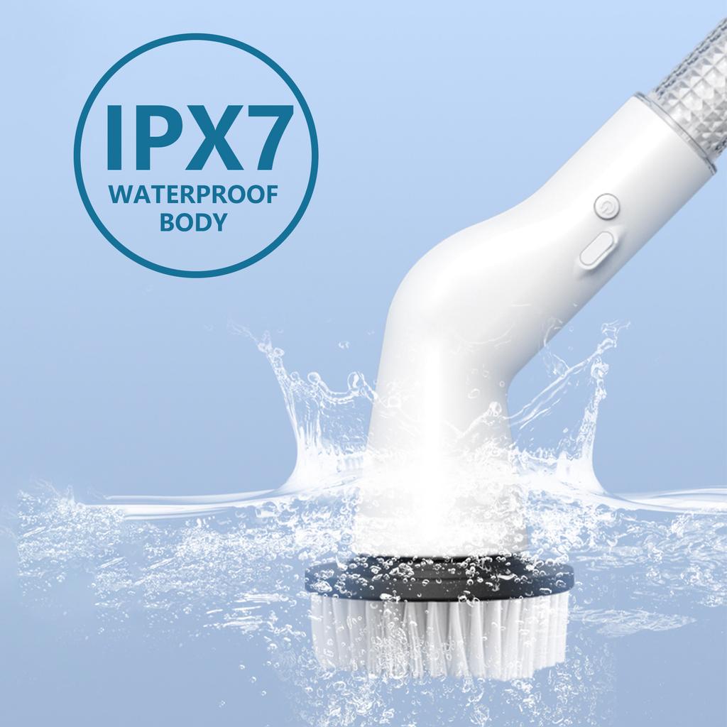 Elektrischer Schrubber, Hochgeschwindigkeits-Rotationsschrubber mit 5 austauschbaren Bürstenköpfen und verstellbarem Verlängerungsgriff, neue kraftvolle Reinigungsbürste für Badezimmerböden