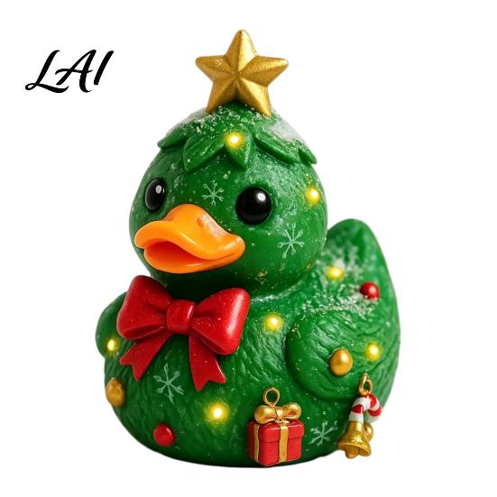 Christmas Shelf Decor Duck Figurine Resin Sculpture for Holiday Home Decor Cute Small Statues Desktop Ornaments with Festive Elements Indoor Outdoor