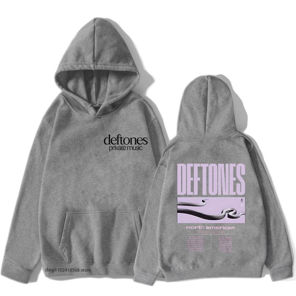 Deftones North American Tour August To September Hoodies Rock Band Music Album Tour Sweatshirt Hip Hop Fleece Streetwear 3XL светло-серый