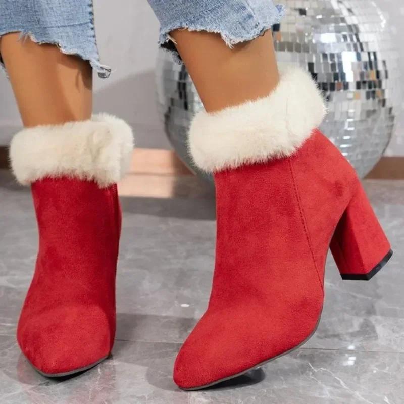 

Мода Мода Сапоги Женские Мех Зимние Теплые Остроносые Ботильоны Повседневные Боковая Молния Женские Зимние Сапоги Комфорт Женская Обувь Обувь Высокие 43