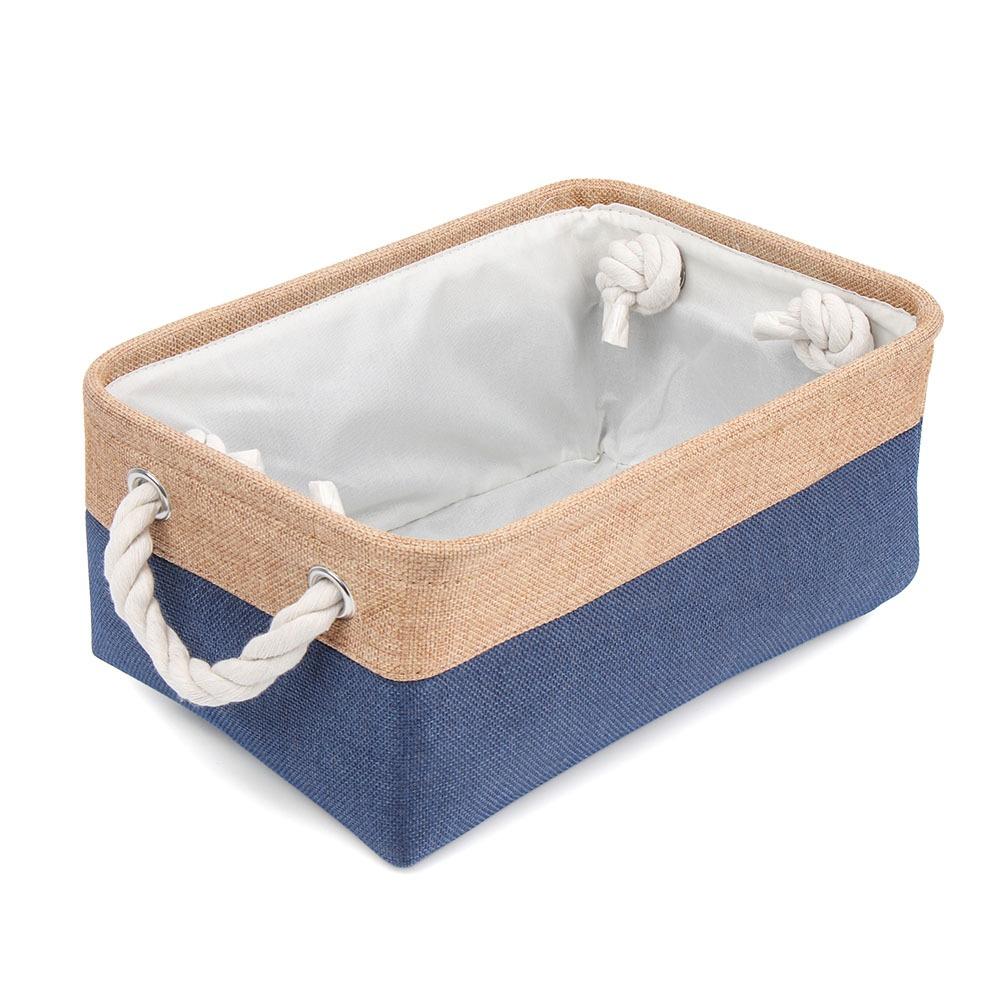 

1pc Modern Collapsible Folding Storage Basket with Rope Closure - Heavy-Duty Organizer Box for Clothes, Toys, Socks синій
