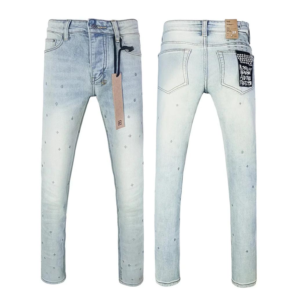 STREETRICH Nejvyšší kvalita Džíny Muži Ženy Móda Křížový Trend Retro Trend Malování Nízký Pas Strečové Skinny Roztrhané Ošoupané Kalhoty