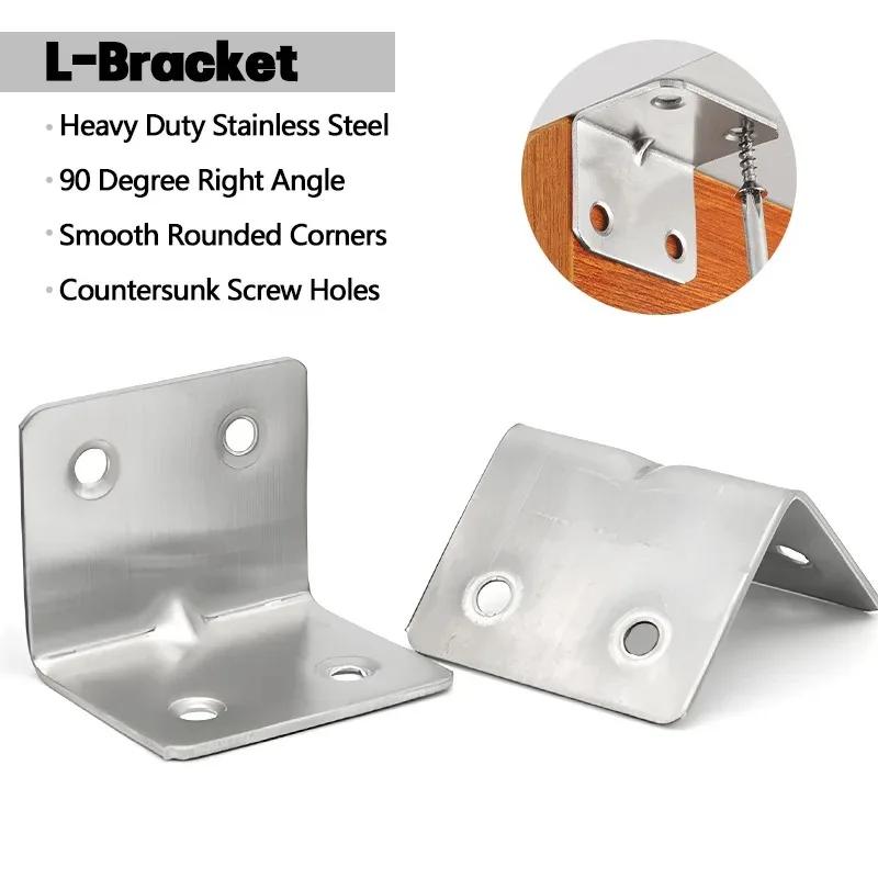 ZEXEF 1-20PCS Stainless Steel L-Shaped Corner Code 90 Degree Laminated Furniture Plate Hardware Right Angle Bracket Cabinets