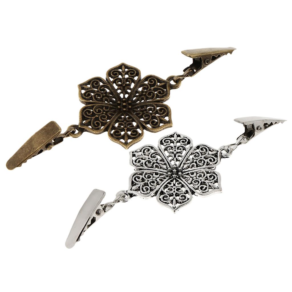 Floral Alloy Cardigan Clip Shawl Collar Brooch Sweater Guard Holder for Women Blouses Shirts and Dresses