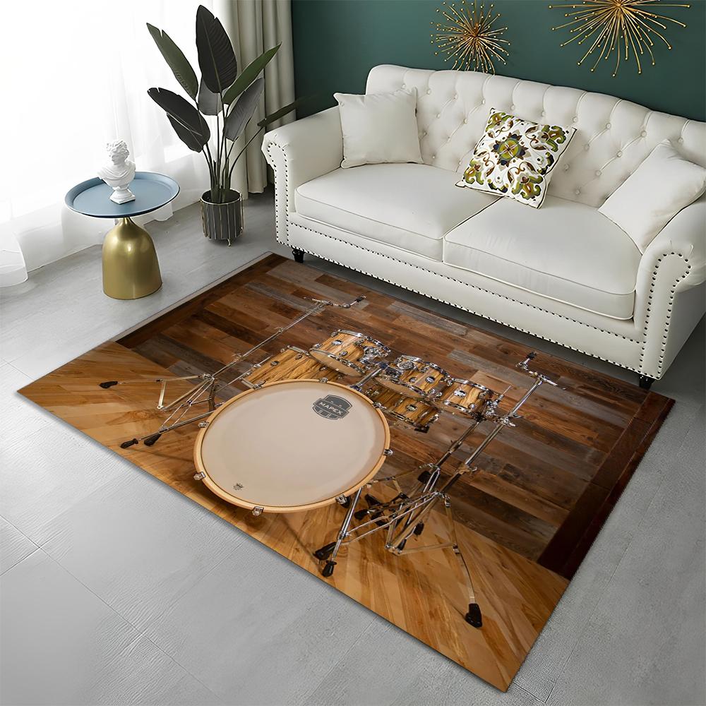 Music Instruments Drum Kit  Drum Set Carpet Rug for Home Living Room Bedroom Sofa Doormat Decor,kids Area Rug Non-slip Floor Mat
