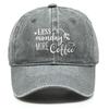 LESS monday MORE Coffee" Print Snapback Baseball Hat, Sports Hat Slouchy Distressed Solid Casual Adjustable Baseball Cap