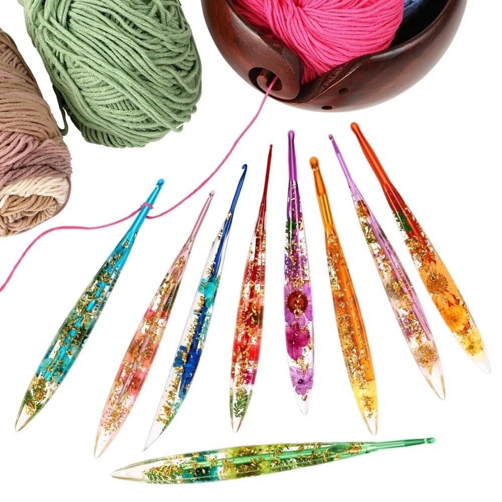 Useful Floral Resin Grips Crochet Hook 2.0-6.0mm Non-Slip Weave Needle Yarn Knitting Knitting Tools Knitting Needle Beginners