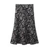 Women's Casual Printed Skirt, Floral Skirt, Trendy Temperament, A-line Skirt, Elastic Mid-length Skirt