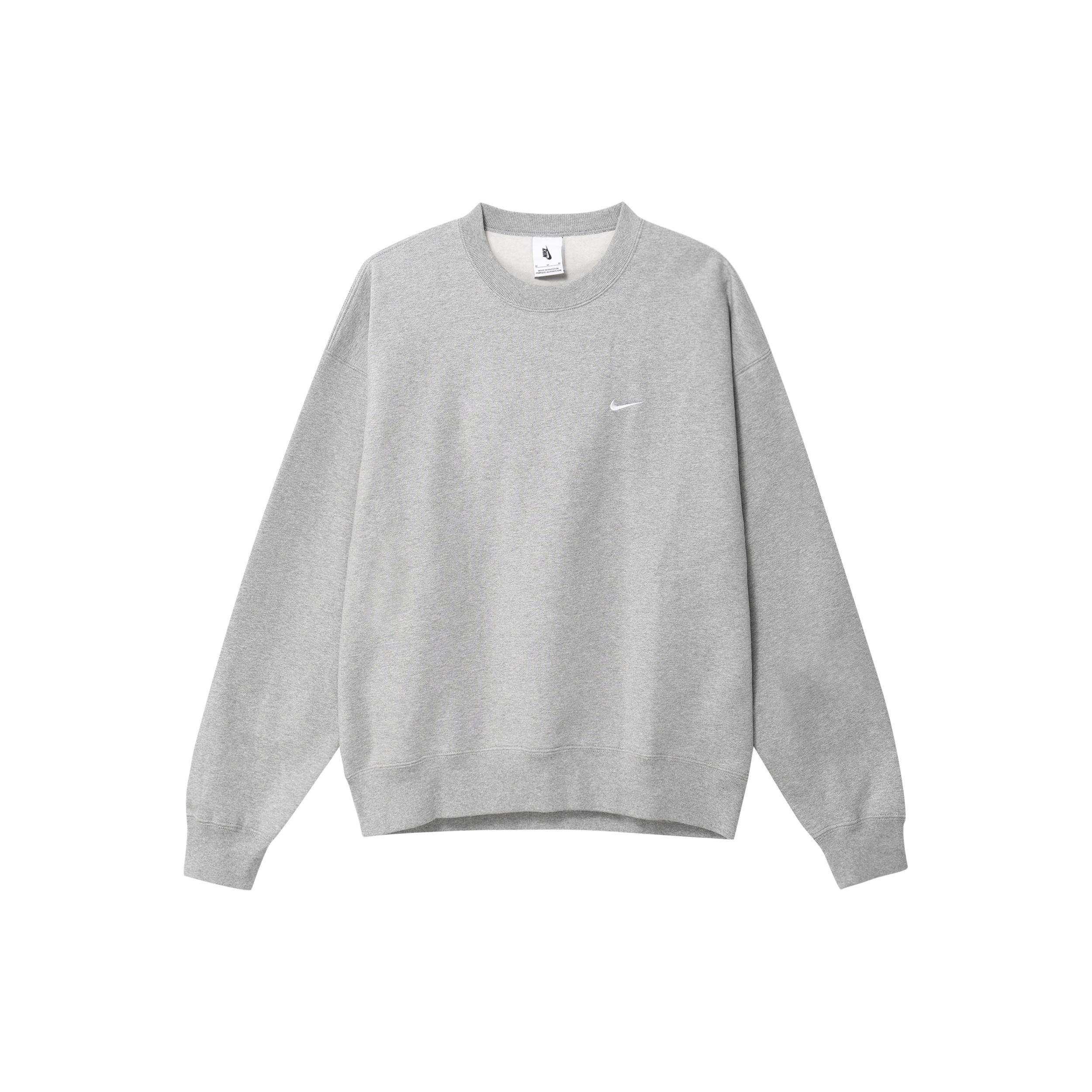Nike Lab Fleece Crew Solid Color Plush Stay Warm Sports Round Neck Pullover Gray Dark gray Men s DA0318-063 S